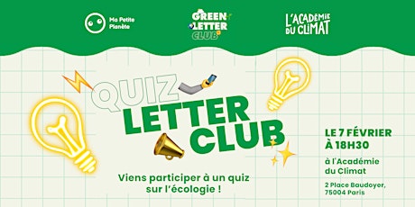 Image principale de Quiz Letter Club : Viens tester tes connaissances écolos en LIVE !