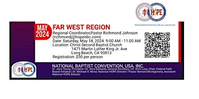 Image principale de HOPE Far-West Regional Conference (Coordinator:  Pastor Richmond Johnson)