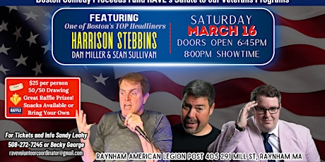 Primaire afbeelding van R.A.V.E. Salute To Our Veterans Comedy Night Saturday March 16th