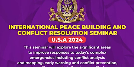 Imagem principal do evento Int Peace Building & Conflict Resolution Seminar U.S.A 2024