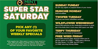 Hauptbild für Super Star Saturday Cannabis Extravaganza!