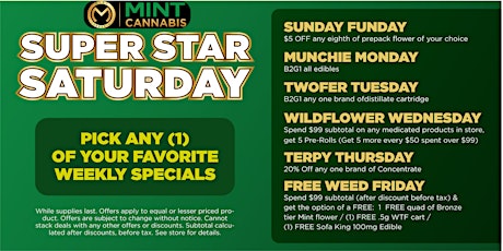 Super Star Saturday Cannabis Extravaganza!