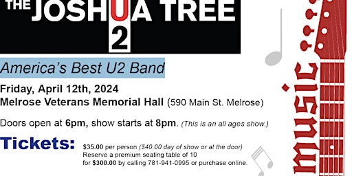 Imagen principal de The Joshua Tree Concert - America’s Best U2 Band - April 12th, 2024