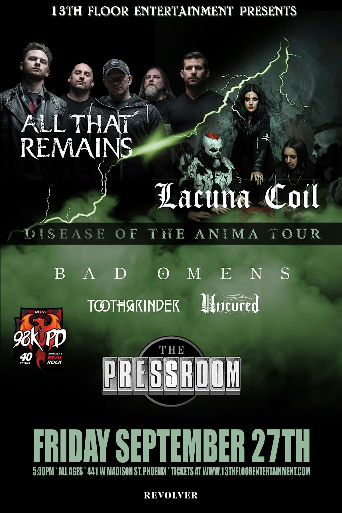 13th Floor Entertainment All That Remains Lacuna Coil