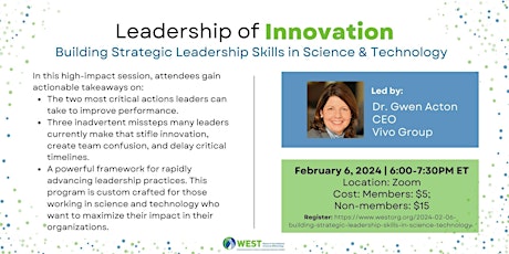 Primaire afbeelding van Leadership of Innovation: Building Strategic Leadership Skills in Science