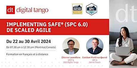 Implementing SAFe® (SPC 6.0) de Scaled Agile, à distance et en français