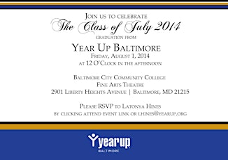 Year Up Baltimore Class of July 2014 Graduation primary image