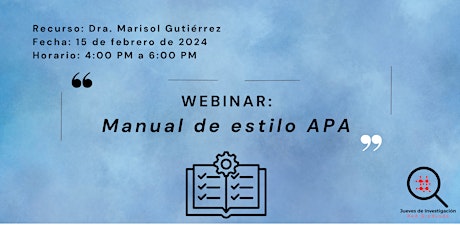 Imagen principal de Webinar: Manual de Estilo APA