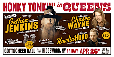 Primaire afbeelding van Honky Tonkin' in Queens w/ Gethen Jenkins, Chasen Wayne & Howlin' Hurd