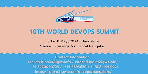 Primaire afbeelding van 10th World DevOps Summit - Bangalore on 30 - 31 May 2024