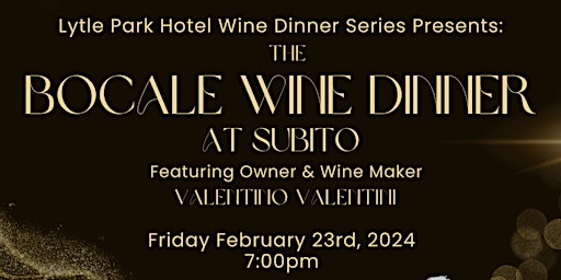 Bocale Wine Dinner at Subito primary image