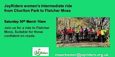 JoyRiders woman’s Intermediate ride from Chorlton Park to Fletcher Moss primary image