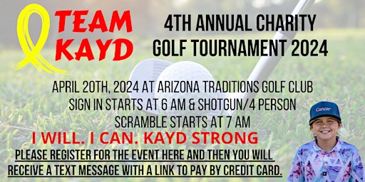 Primaire afbeelding van 4th Annual Team Kayd Charity Golf Tournament 2024