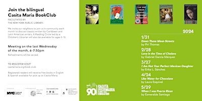 Imagen principal de Casita Maria Book Club / Club del Libro (April 24 / 24 de abril del 2024)