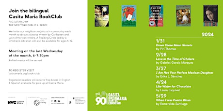 Imagen principal de Casita Maria Book Club / Club del Libro (April 24 / 24 de abril del 2024)