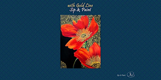 Sip and Paint: Red Flower with Gold Line(2pm Sat) primary image
