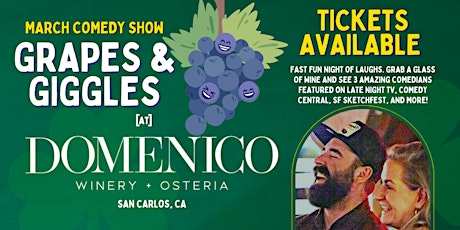 Grapes and Giggles  March Comedy Show | Bay Area | Peninsula primary image