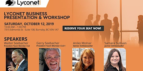 Lyconet Business Presentation & Workshop: Burnaby, BC - October 12, 2019 primary image