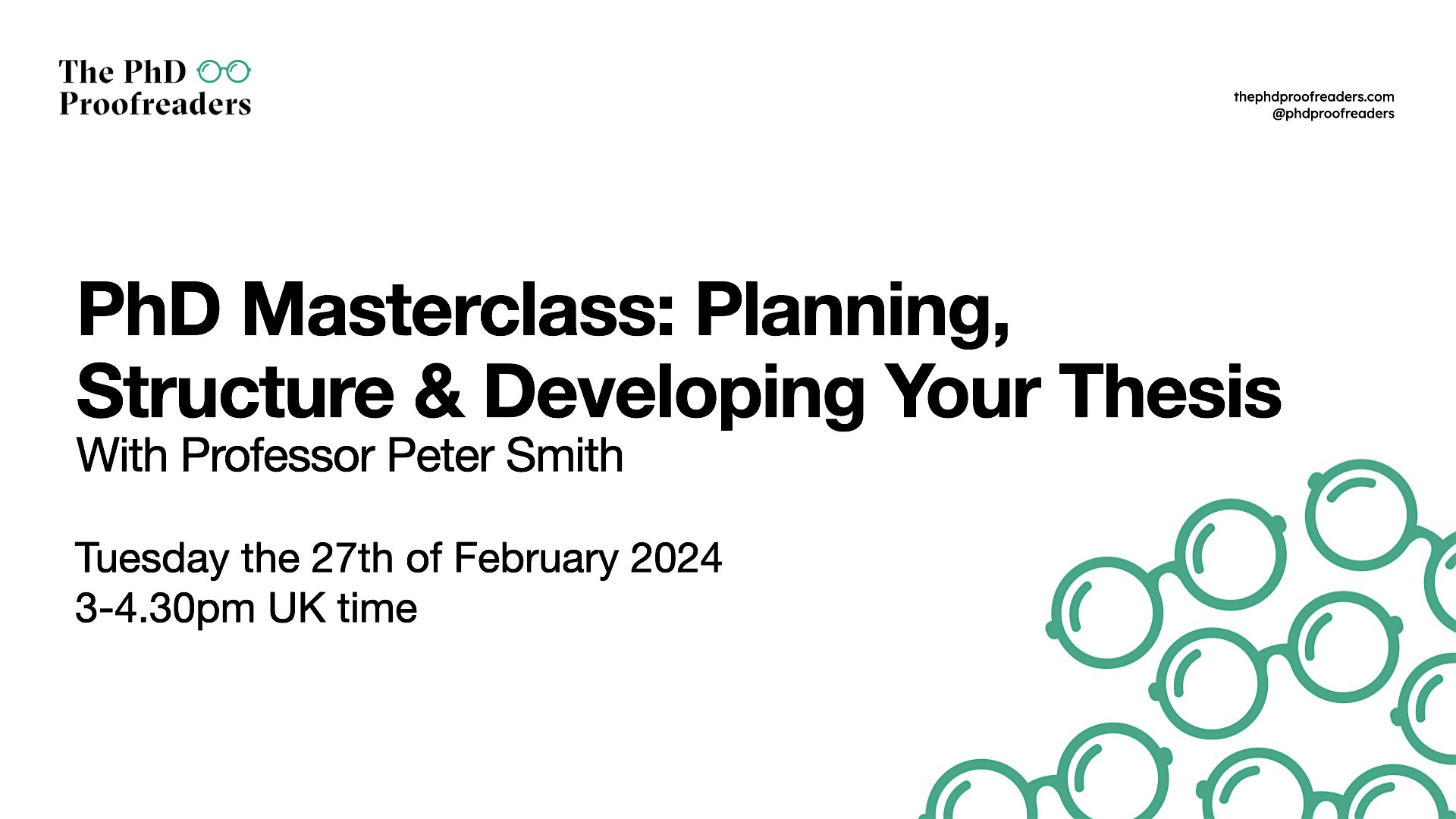 PhD Masterclass: Planning, Structuring, and Developing Your Thesis