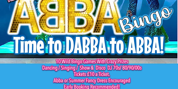 2024 CRAZY BINGO- Dabba to ABBA Friday 26th July