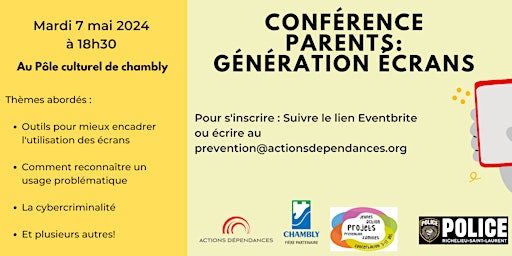 Primaire afbeelding van Conférence parents: Génération écrans