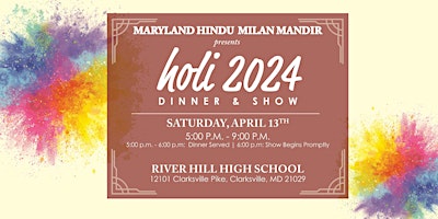 Imagem principal do evento Holi Show & Dinner  - Maryland Hindu Milan Mandir