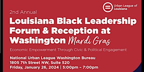 Hauptbild für 2nd Annual Louisiana Black Leadership Reception at Washington Mardi Gras