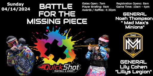 Immagine principale di BATTLE FOR THE MISSING PIECE (Paintball Event) 