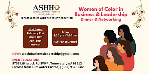 Image principale de Women of Color in Business & Leadership - Dinner and Networking Event