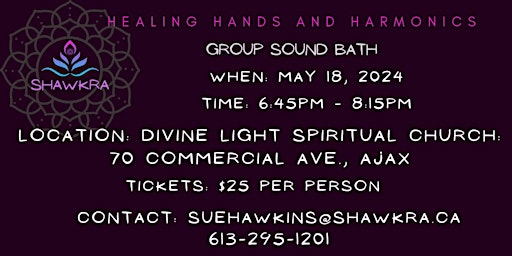 Imagen principal de May Group Sound Bath @ Divine Light Spiritualist Church