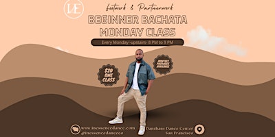 Primaire afbeelding van Beginner Bachata Monday Class & Packages-April