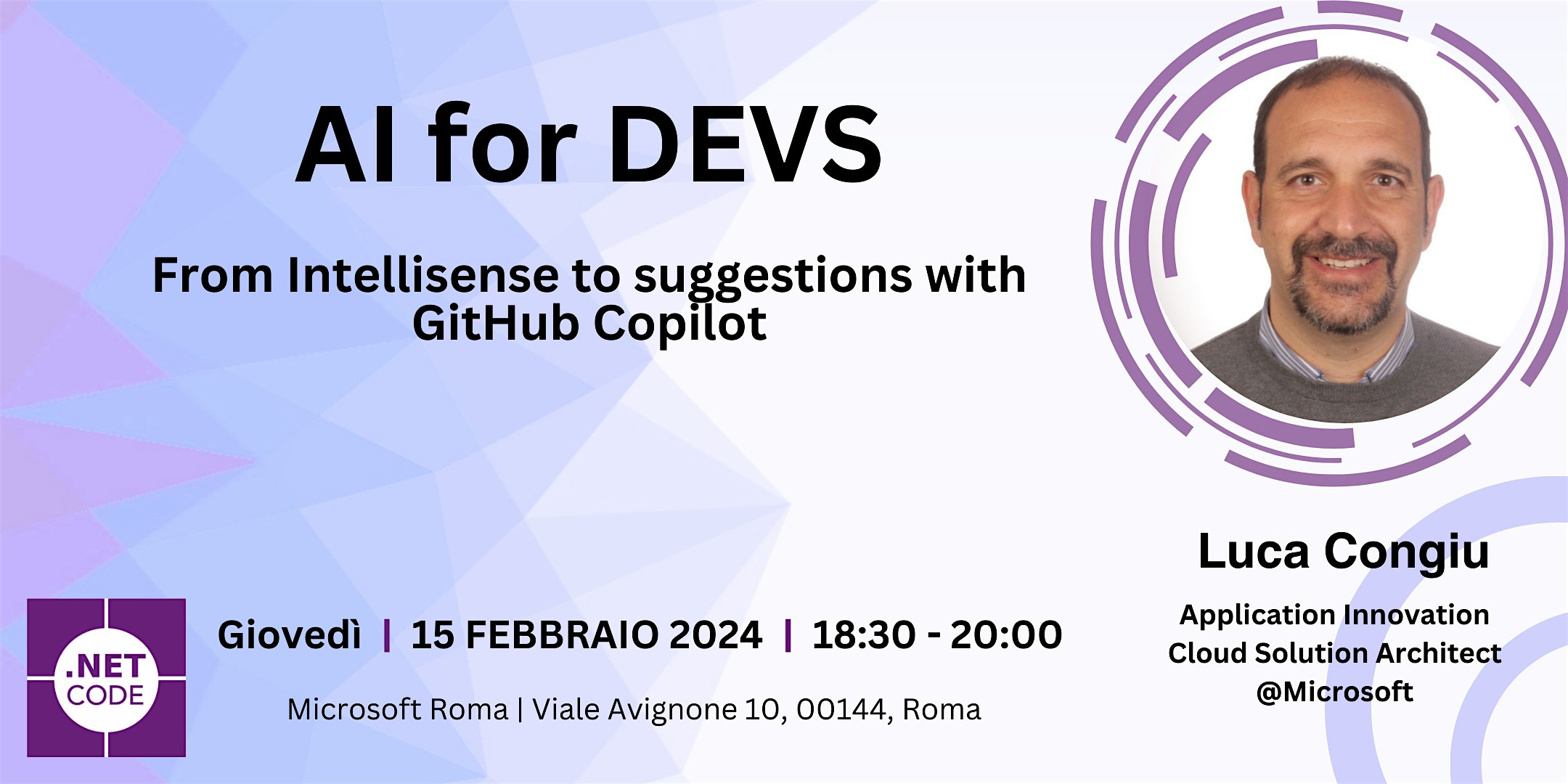 Meetup "AI for DEVS:  From Intellisense to Suggestions with GitHub Copilot"