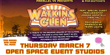 WATKINS GLEN - A HYBRID TRIBUTE TO ALLMANS/DEAD/BAND/FEAT @ OPEN SPACE 3/7 primary image