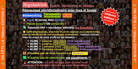 Rigoladrink N°100 : mardi 30 janvier 2024 ! primary image