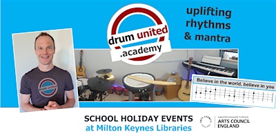 Primaire afbeelding van drum united @ Milton Keynes ~ Central Library ~ School Holiday ~ Under 5s
