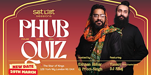 Primaire afbeelding van PHUB Quiz - (The Punjabi, Hindi, Urdu, and Bengali) Quiz and After Party