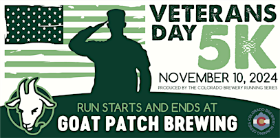 Imagem principal do evento Veterans Day 5k @ Goat Patch Brewing | 2024 CO Brewery Running Series