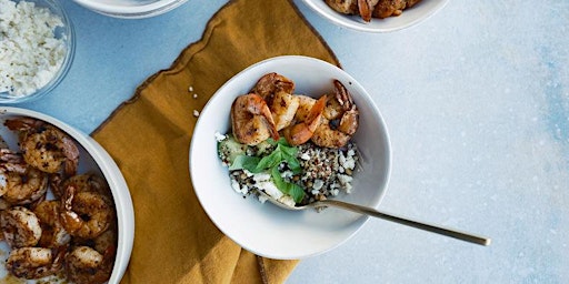 Imagen principal de FREE Virtual Cooking Class: Blackened Shrimp & Pesto Bowls