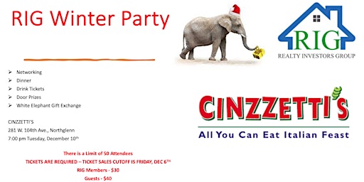 RIG Winter Party - Purchase Required Tickets on RIG Website