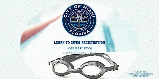 Jose Marti Pool Level 1 Swim Class Mon/Wed (7:00PM-7:45PM) MAY 2024 primary image