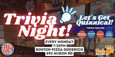 Immagine principale di Monday Trivia @ Boston Pizza (Goderich) 