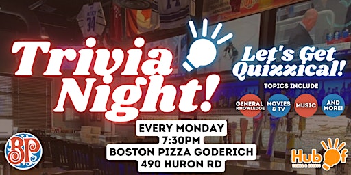 Image principale de Monday Trivia @ Boston Pizza (Goderich)