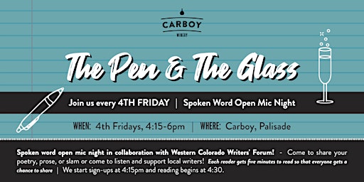 Primaire afbeelding van The Pen and The Glass Open Mic Night