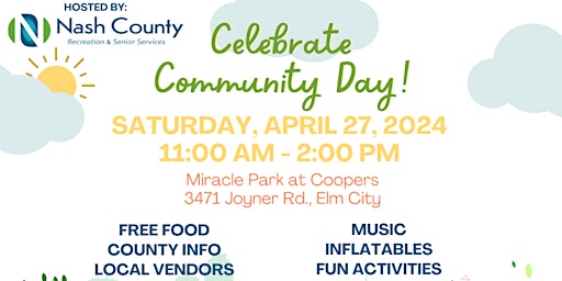Imagem principal do evento Nash County Community Day - April 27, 2024