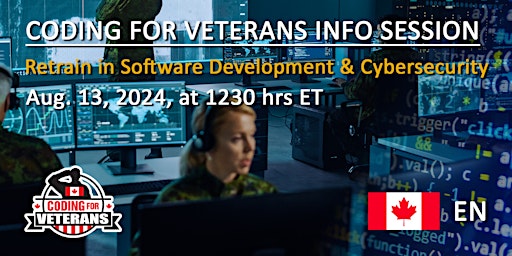 Image principale de Coding for Veterans Online Info Session - Aug. 13, 2024, at 1230 hrs ET