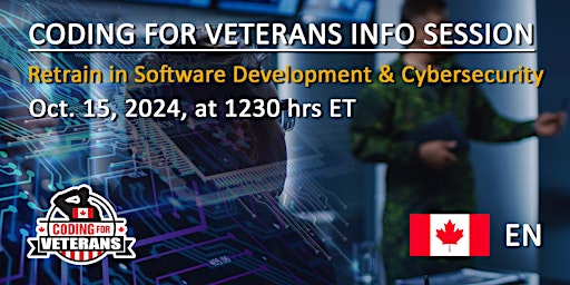 Immagine principale di Coding for Veterans Online Info Session - Oct. 15, 2024, at 1230 Hrs ET 
