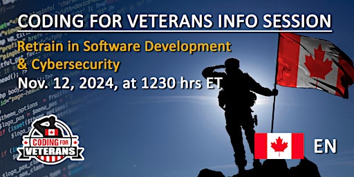 Immagine principale di Coding for Veterans Online Info Session - Nov. 12, 2024, at 1230 hrs ET 