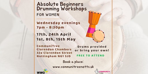 Primaire afbeelding van Absolute Beginners Drumming Workshops (FOR WOMEN)