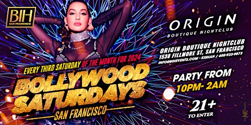 Imagem principal do evento Bollywood Saturdays: Bollywood Night @ Origin SF  on May 18th