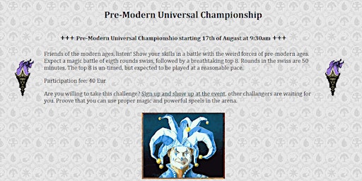 Imagem principal do evento Premodern Universal Championship
